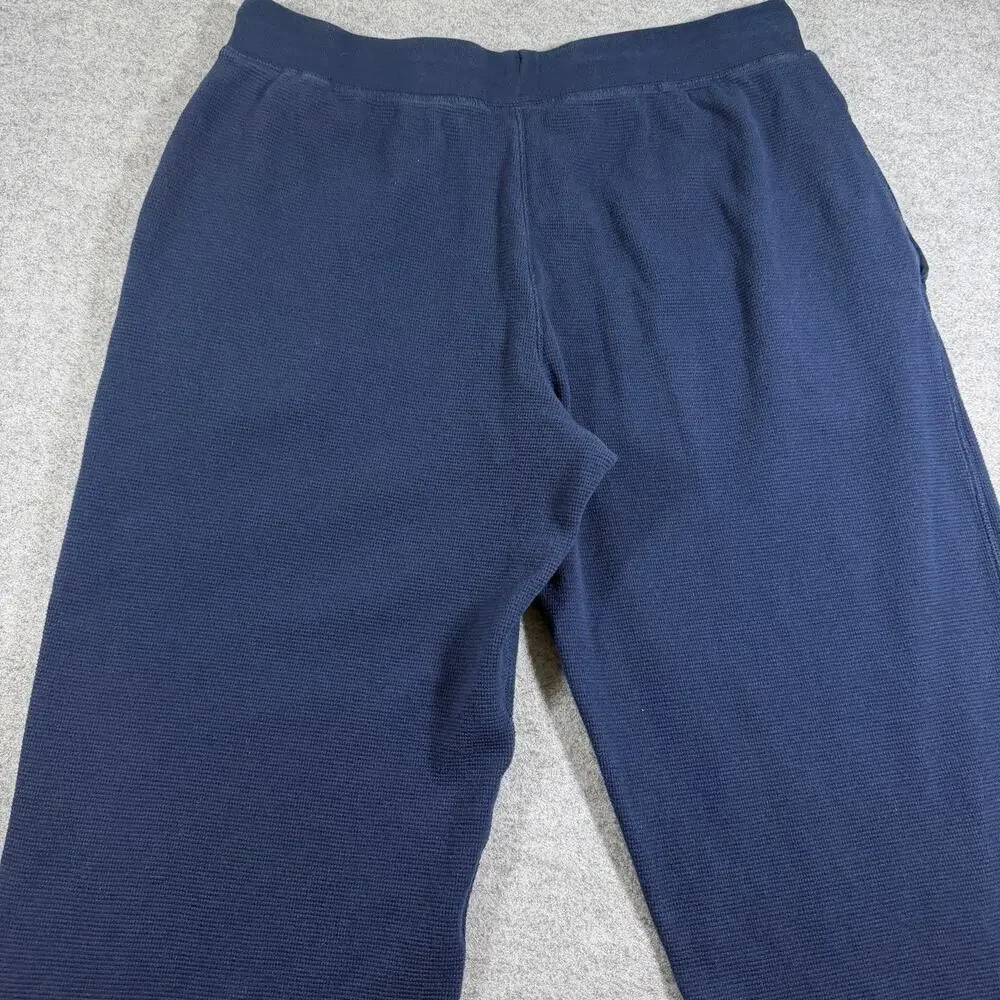 Polo Ralph Lauren Waffle Thermal Pants Mens L Navy Drawstring Cotton Lounge